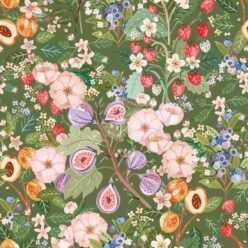 Summer Fruit Wallpaper • Olive Green • Swatch