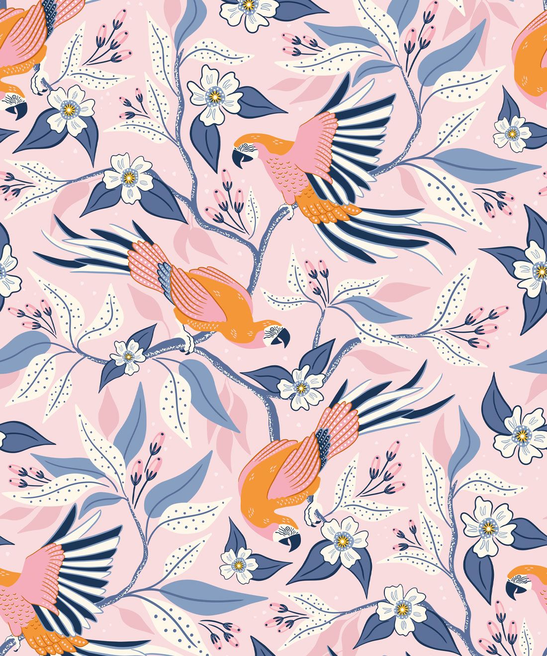 Parrot Wallpaper • Pink • Swatch