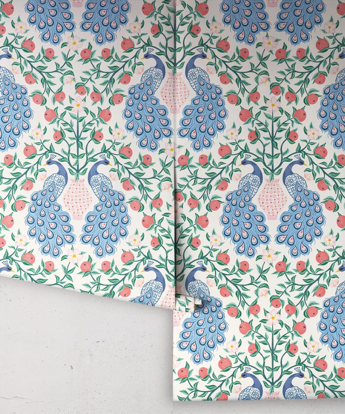 Peacock Wallpaper • Blush • Rolls