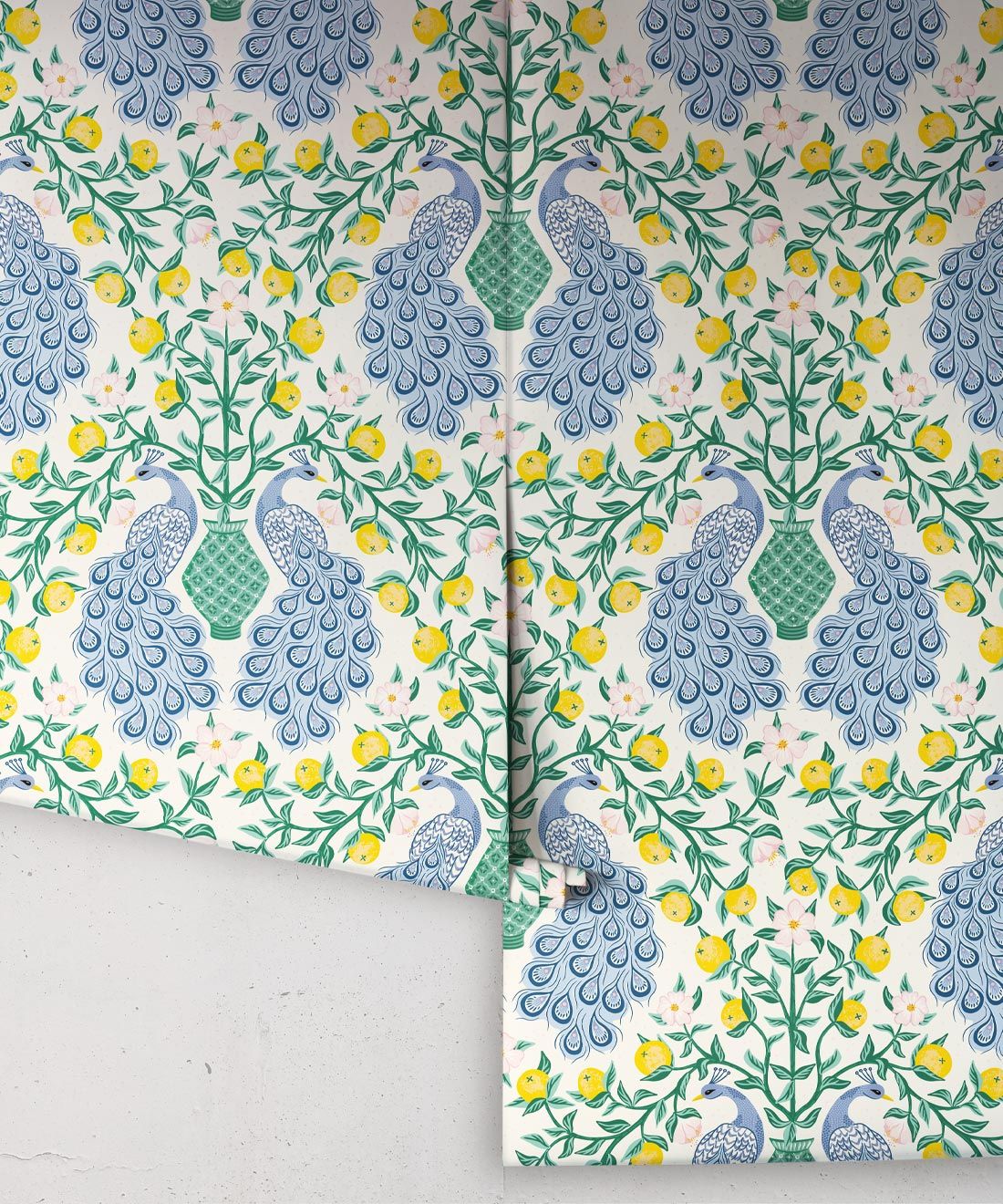 Peacock Wallpaper • Lemon • Rolls