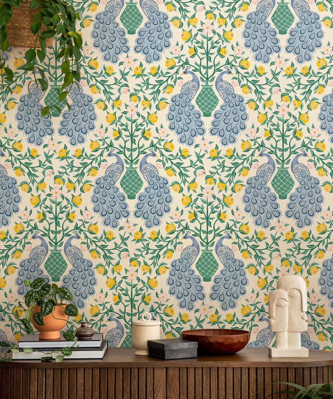 Peacock Wallpaper • Lemon • Insitu