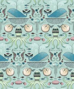 Under The Sea Wallpaper • Blue • Swatch