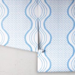 Wavy Lines Wallpaper • Blue • Rolls