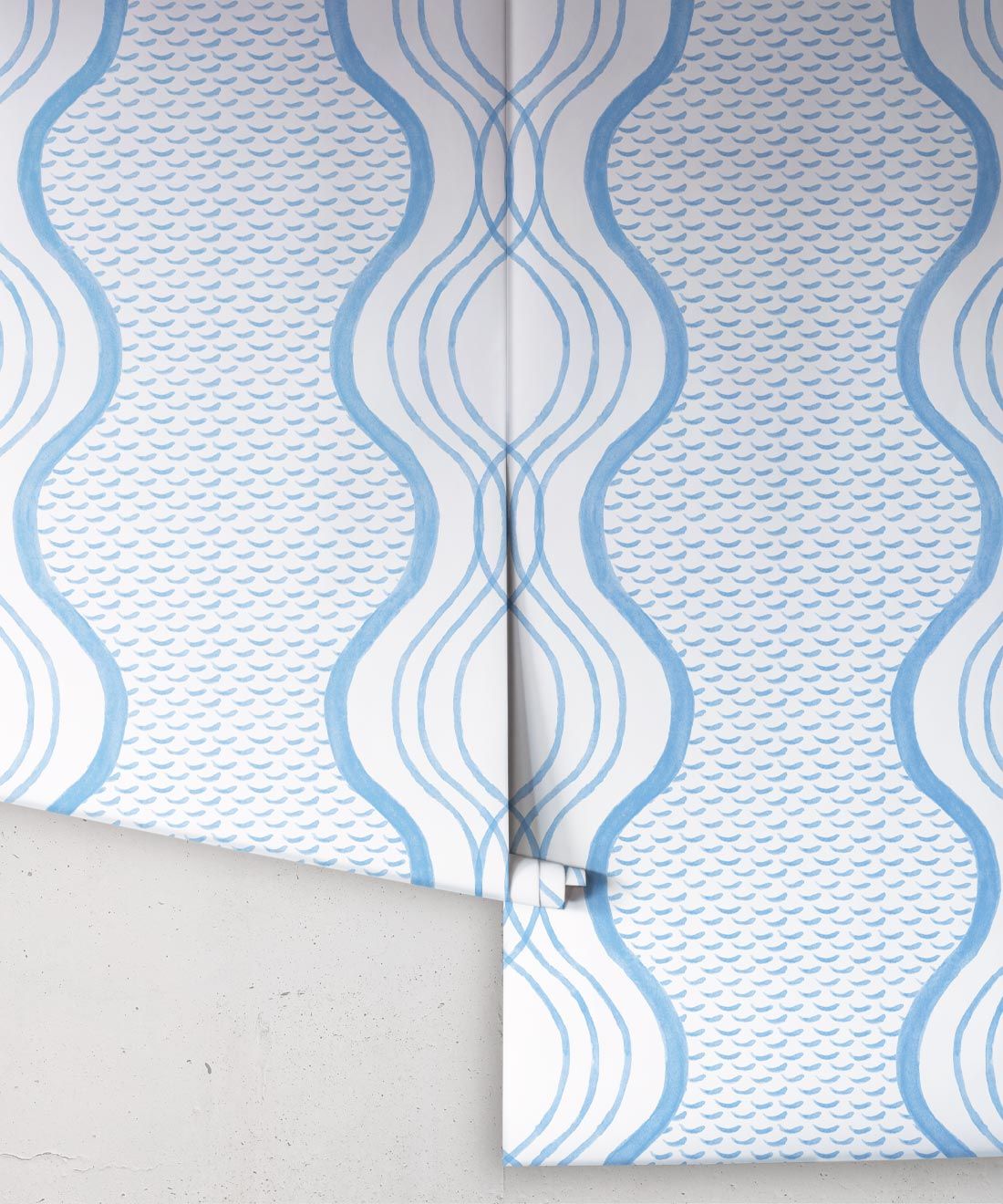 Wavy Lines Wallpaper • Blue • Rolls