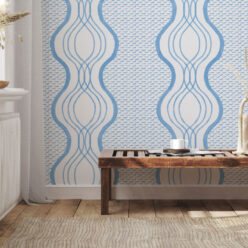 Wavy Lines Wallpaper • Blue • Insitu