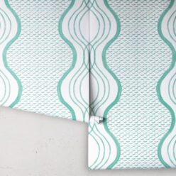 Wavy Lines Wallpaper • Green • Rolls