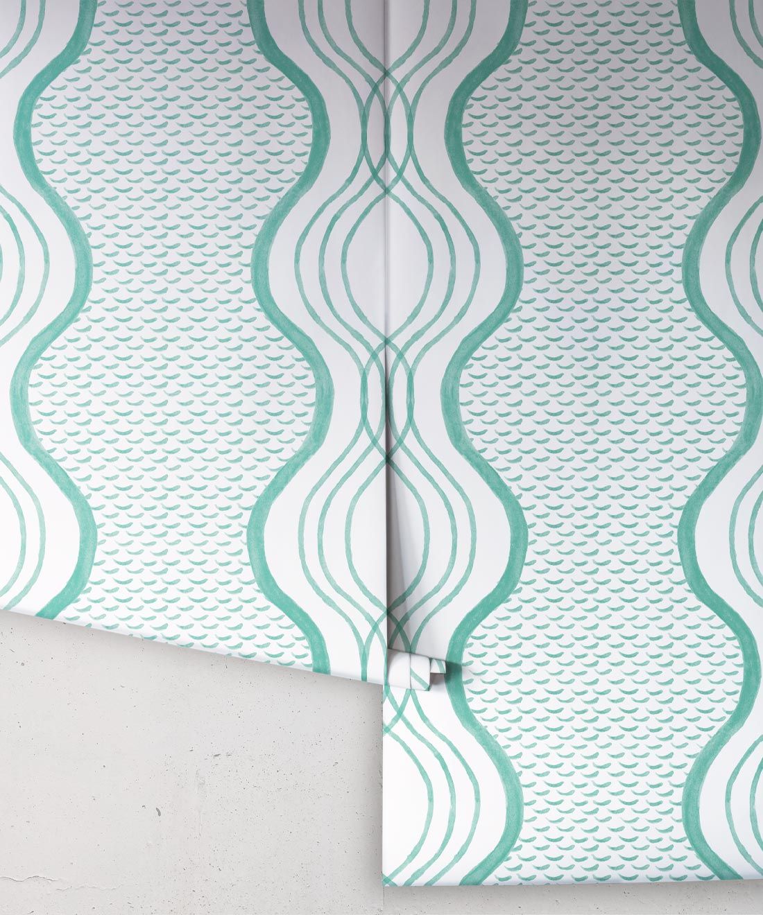 Wavy Lines Wallpaper • Green • Rolls
