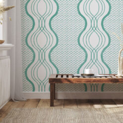 Wavy Lines Wallpaper • Green • Insitu