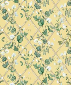 Petite Climbing Sweet Pea Wallpaper • Rattan & Cane • Swatch