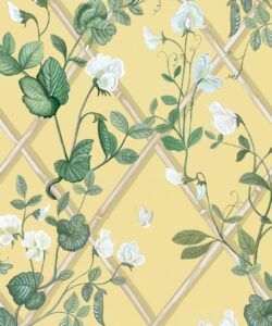 Grande Climbing Sweet Pea Wallpaper • Rattan & Cane • Swatch