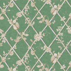 Petite Ivy Wallpaper • Dark Green & Cane • Swatch