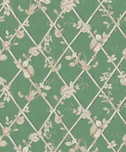Petite Ivy Wallpaper • Dark Green & Cane • Swatch
