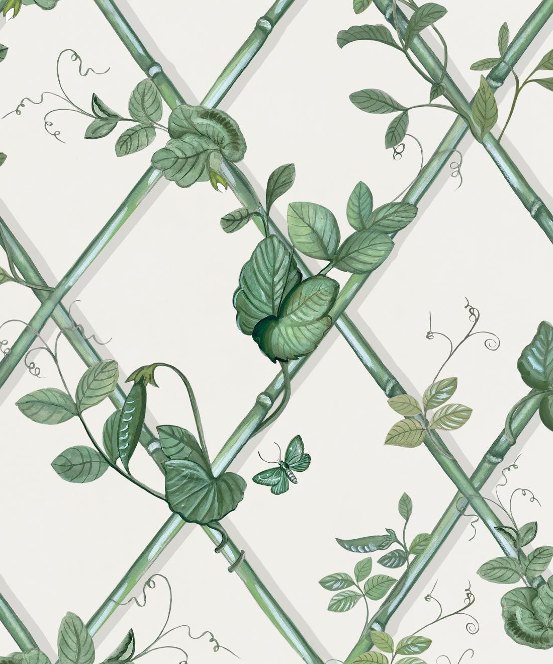 Grande Ivy Wallpaper • Irish Linen & Green • Swatch