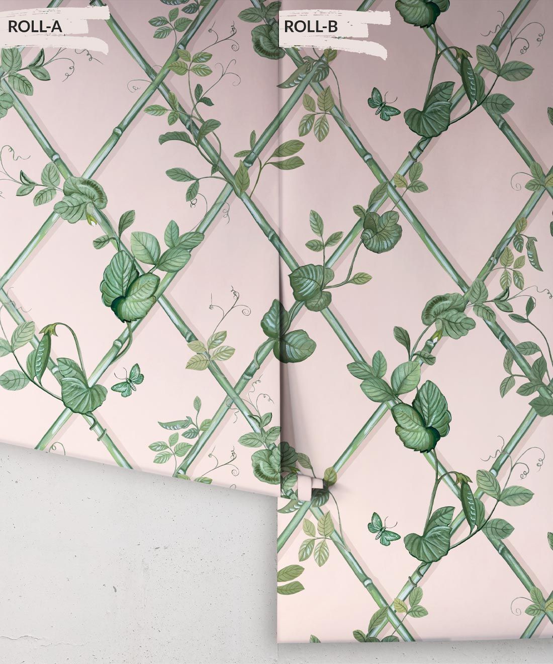 Grande Ivy Wallpaper • Pink & Green • Rolls