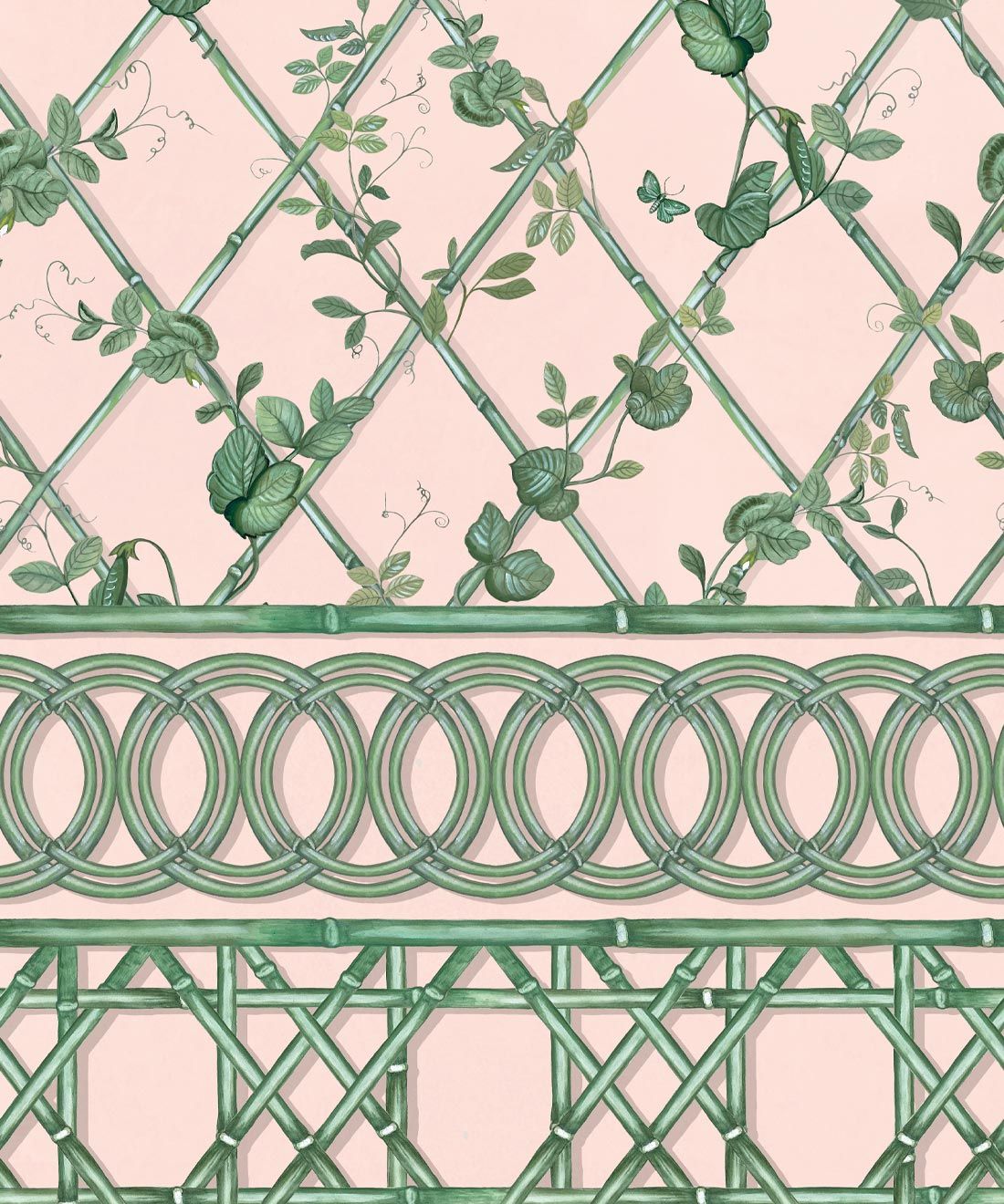 Ivy Frieze Mural • Pink & Green • Swatch
