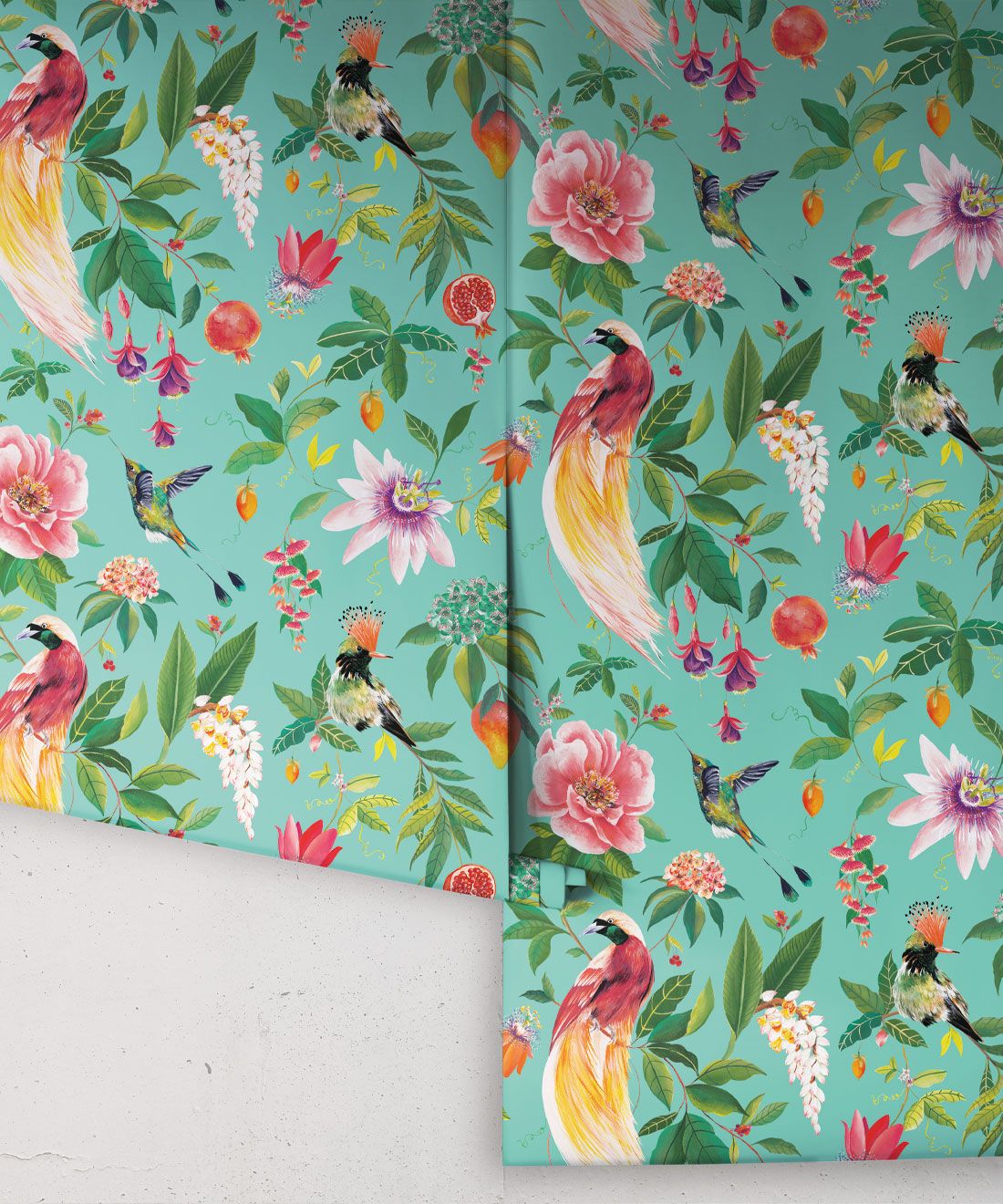 Gardenia Wallpaper • Aqua • Rolls