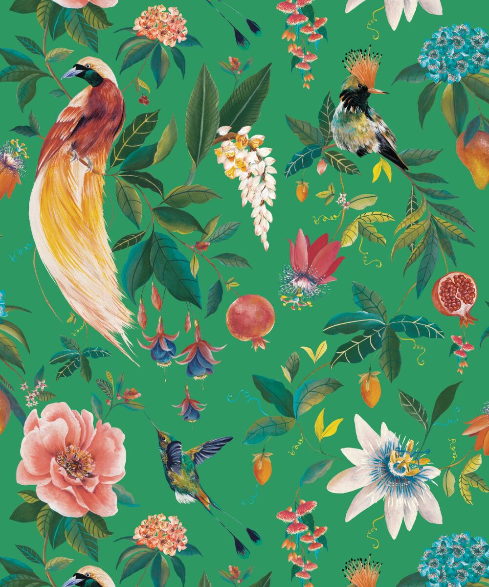 Gardenia Wallpaper • Bold Bird Design • Milton & King USA