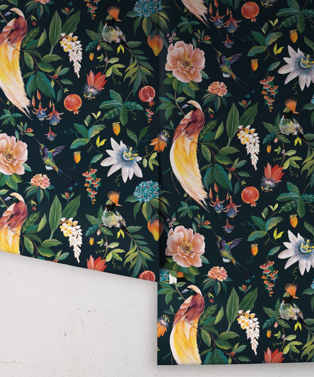 Gardenia Wallpaper • Bold Bird Design • Milton & King USA