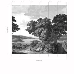 English Landscape Mural • Black & White • Panels