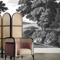 English Landscape Mural • Black & White • Insitu