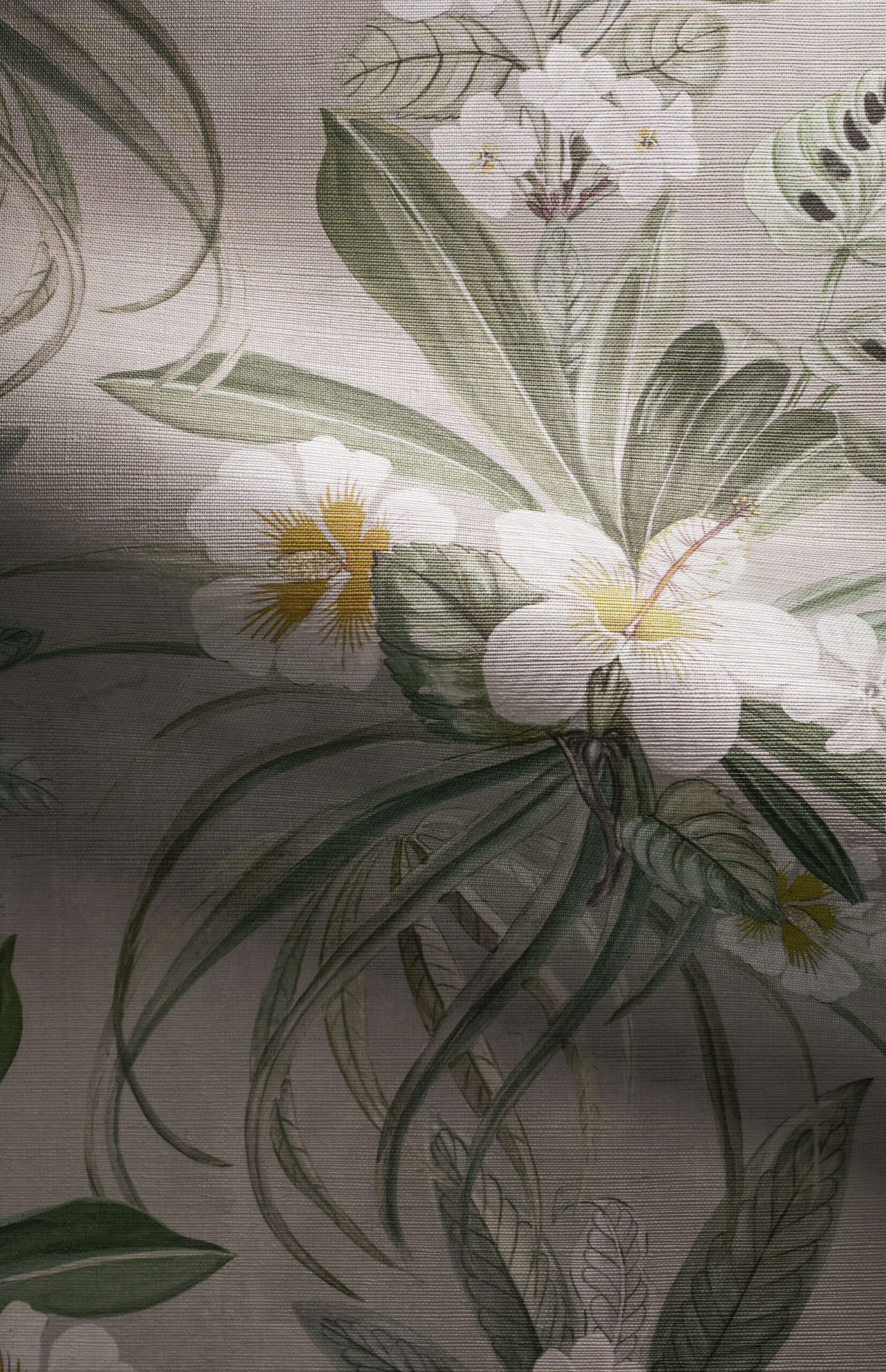 Hibiscut at double bay grasscloth wallpaper close up with a ripple
