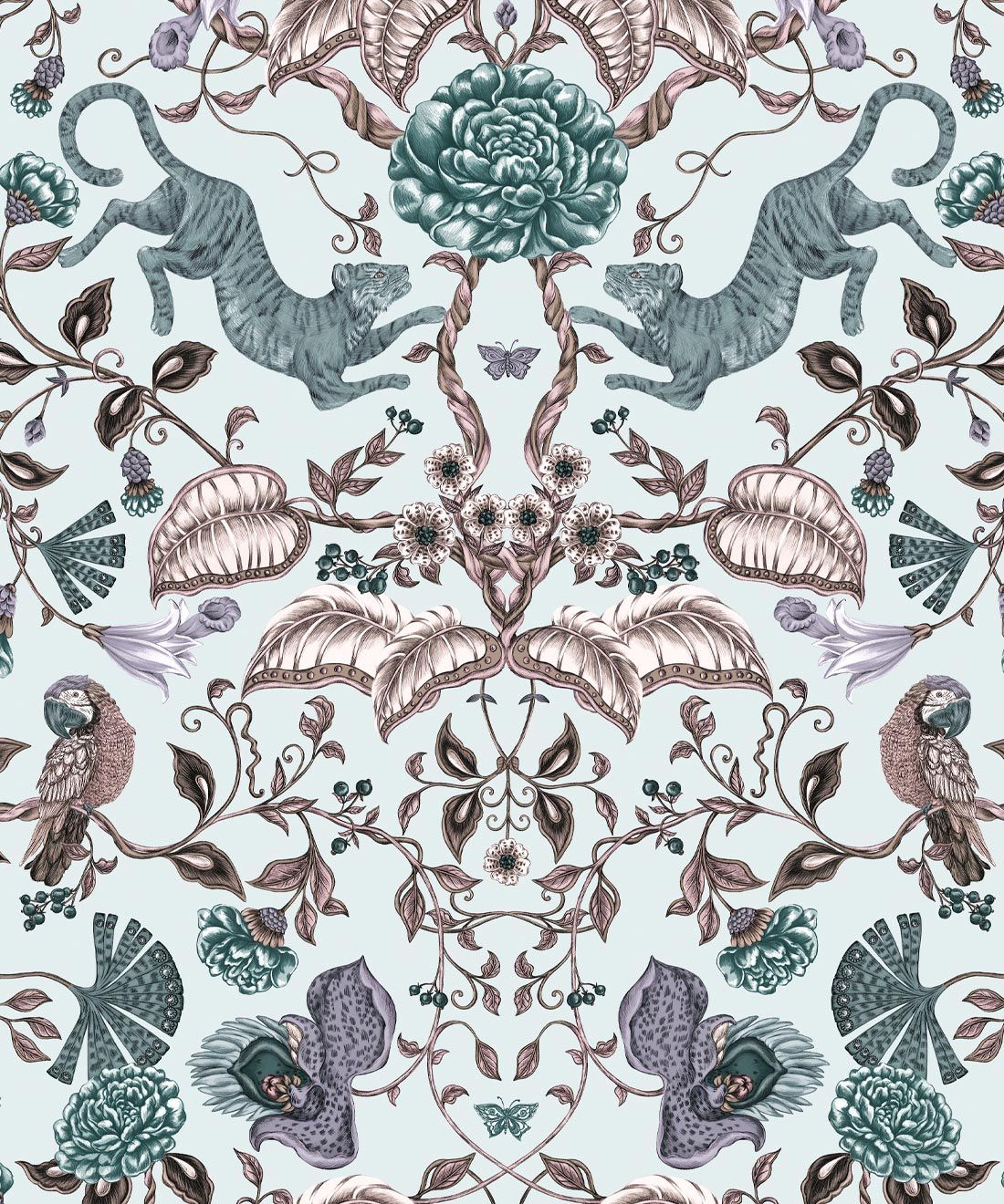 Playful Tiger Wallpaper • Ice • Swatch