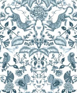 Playful Tiger Wallpaper • Silver Blue • Swatch