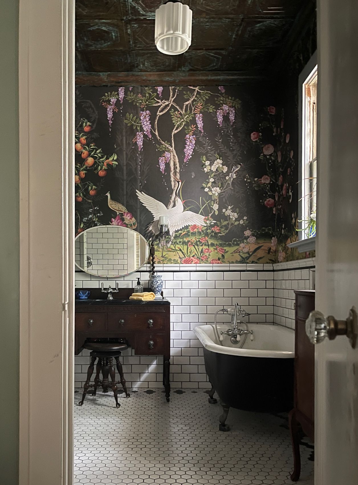 Oriental Landscape Mural in the bathroom from customer Mike and Donna O.