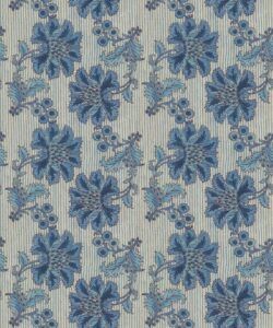 French Floral Wallpaper • Indigo Natural Stripe • Swatch