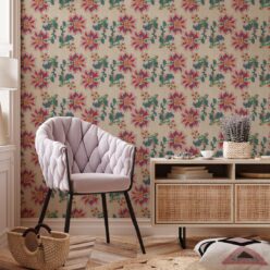 French Floral Wallpaper • Multi Natural • Insitu