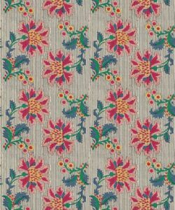 French Floral Wallpaper • Multi Natural Stripe • Swatch