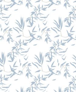 Bamboo Leaves Wallpaper • Dusty Blue • Swatch