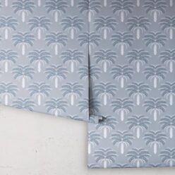 Desert Palm Wallpaper • Dusty Blue • Rolls