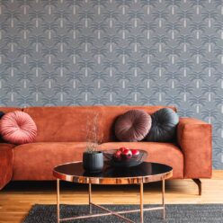 Desert Palm Wallpaper • Dusty Blue • Insitu
