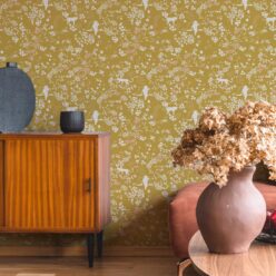 Vintage Floral Wallpaper • Antique Moss • Insitu