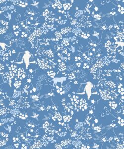 Vintage Floral Wallpaper • Classic Blue • Swatch