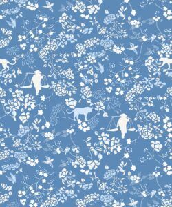 Vintage Floral Wallpaper • Classic Blue • Swatch