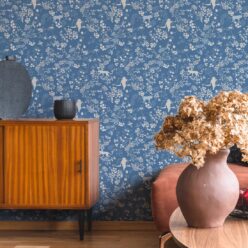 Vintage Floral Wallpaper • Classic Blue • Insitu
