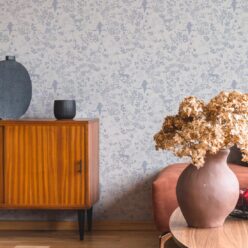Vintage Floral Wallpaper • Dusty Blue • Insitu