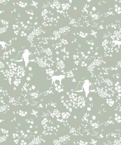 Vintage Floral Wallpaper • Seafoam • Swatch