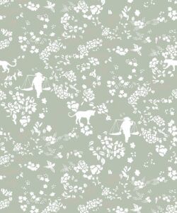 Vintage Floral Wallpaper • Seafoam • Swatch