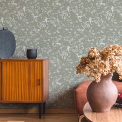 Vintage Floral Wallpaper • Seafoam • Insitu