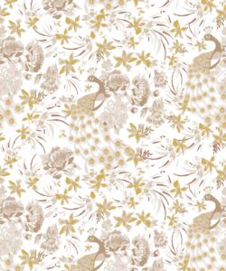 Peonies & Peacocks Wallpaper • Antique Moss • Swatch
