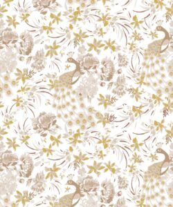 Peonies & Peacocks Wallpaper • Antique Moss • Swatch