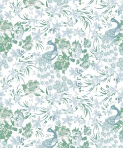 Peonies & Peacocks Wallpaper • Dynasty • Swatch