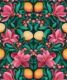 Lemons & Magnolia Wallpaper • Ruby & Emerald • Swatch