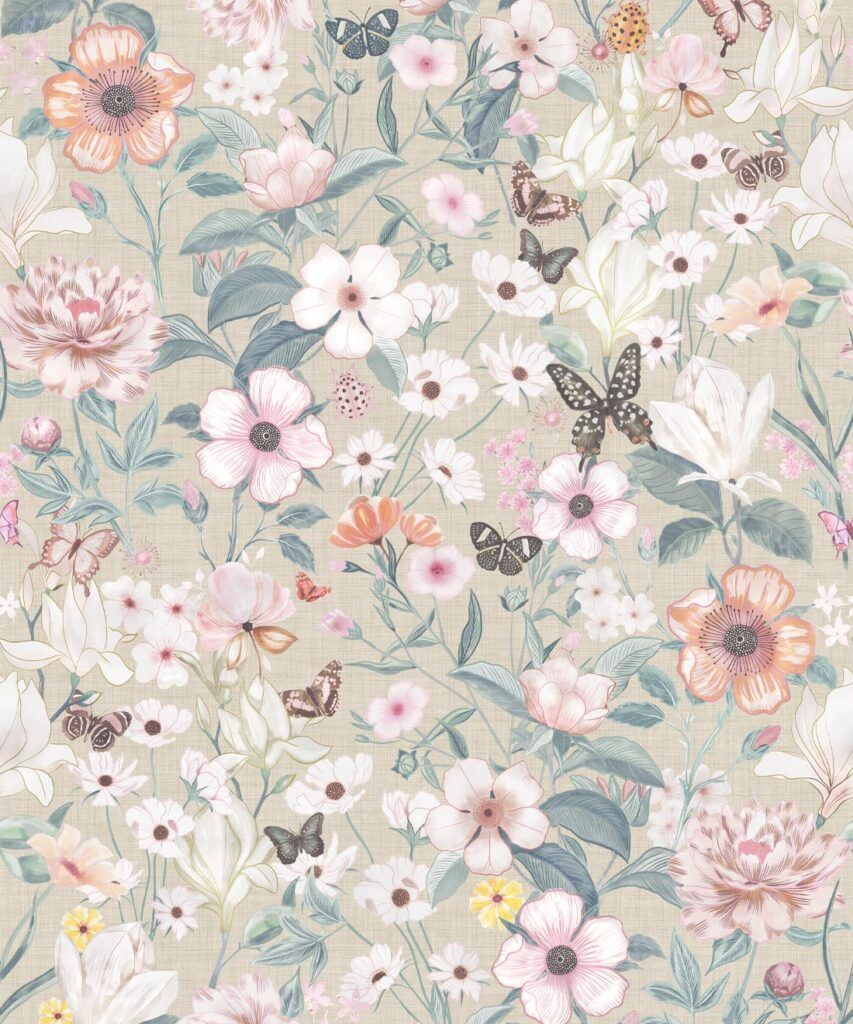 Barney Vintage Wallpaper • Antique Floral • Milton & King USA