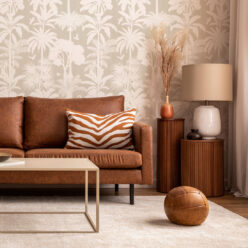 Cockatoo Palms Wallpaper • Raya Linen • Insitu