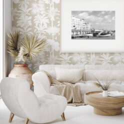 Cockatoo Palms Wallpaper • Raya Linen • Insitu