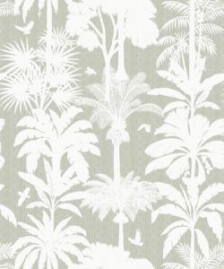 Cockatoo Palms Wallpaper • Sage Linen • Swatch